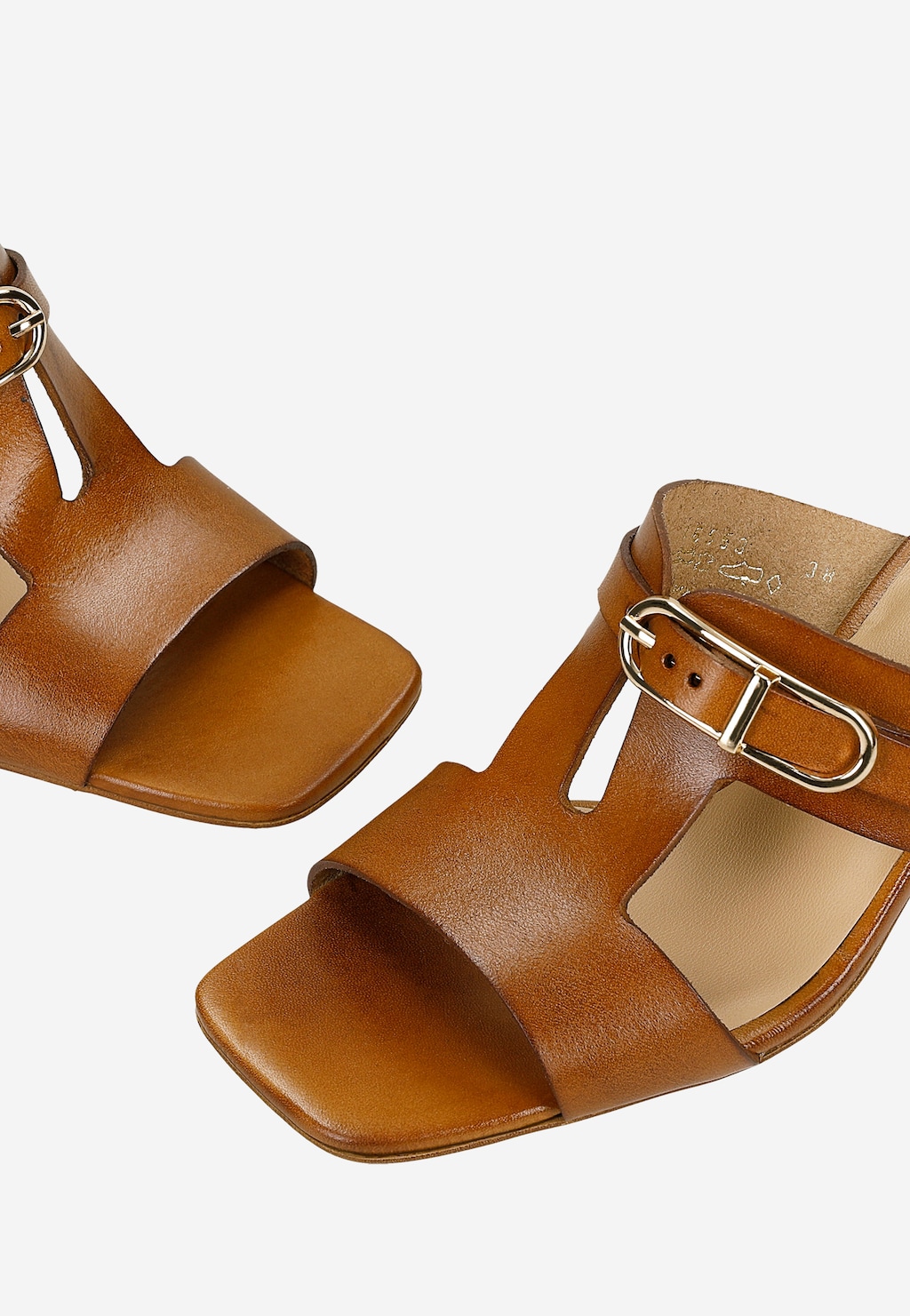 Brązowe skórzane klapki damskie na słupku 74165-53 Widok 6