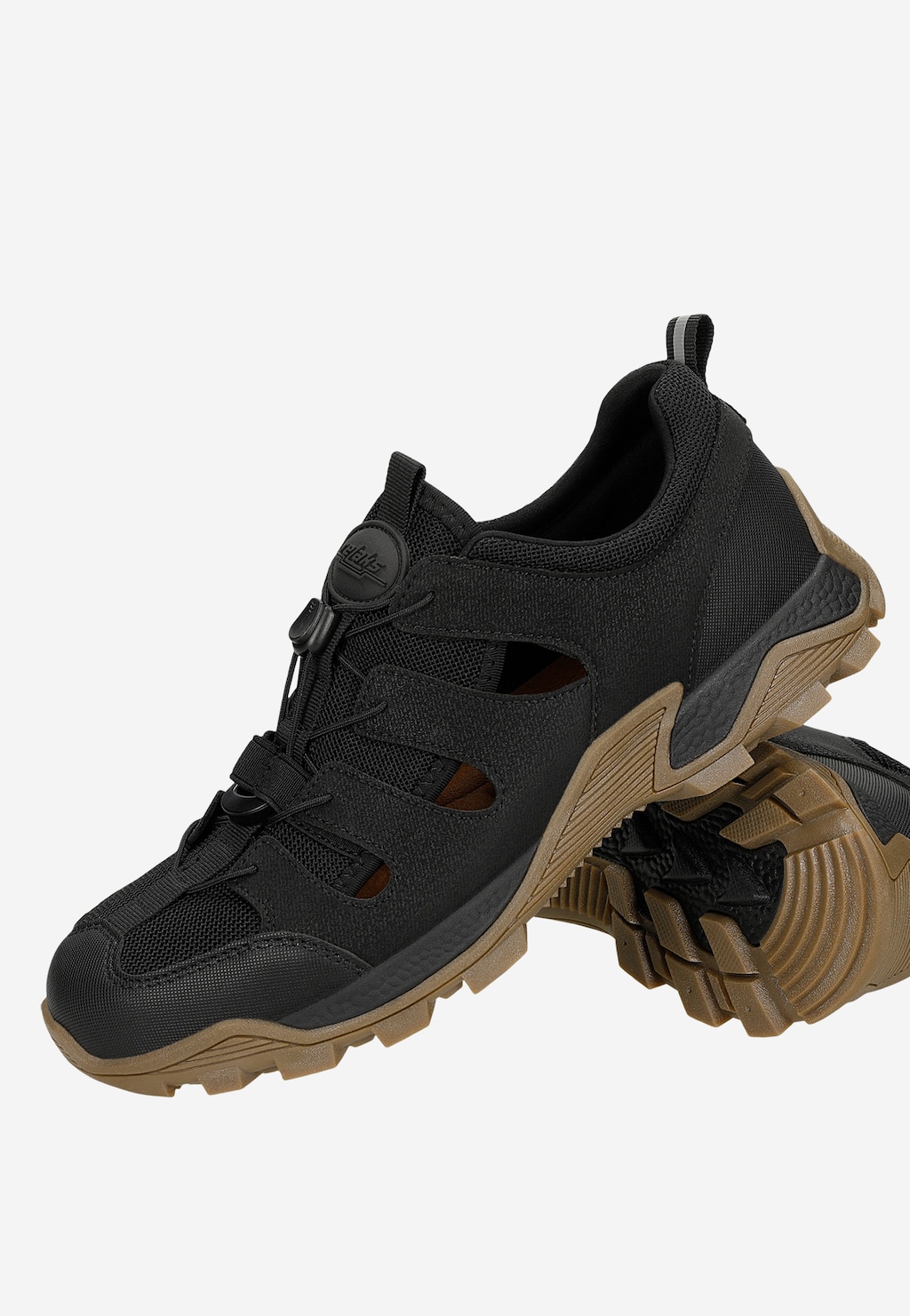 Czarne sneakersy z wycięciami na brązowej podeszwie RELAKS R34210-11 Widok 6