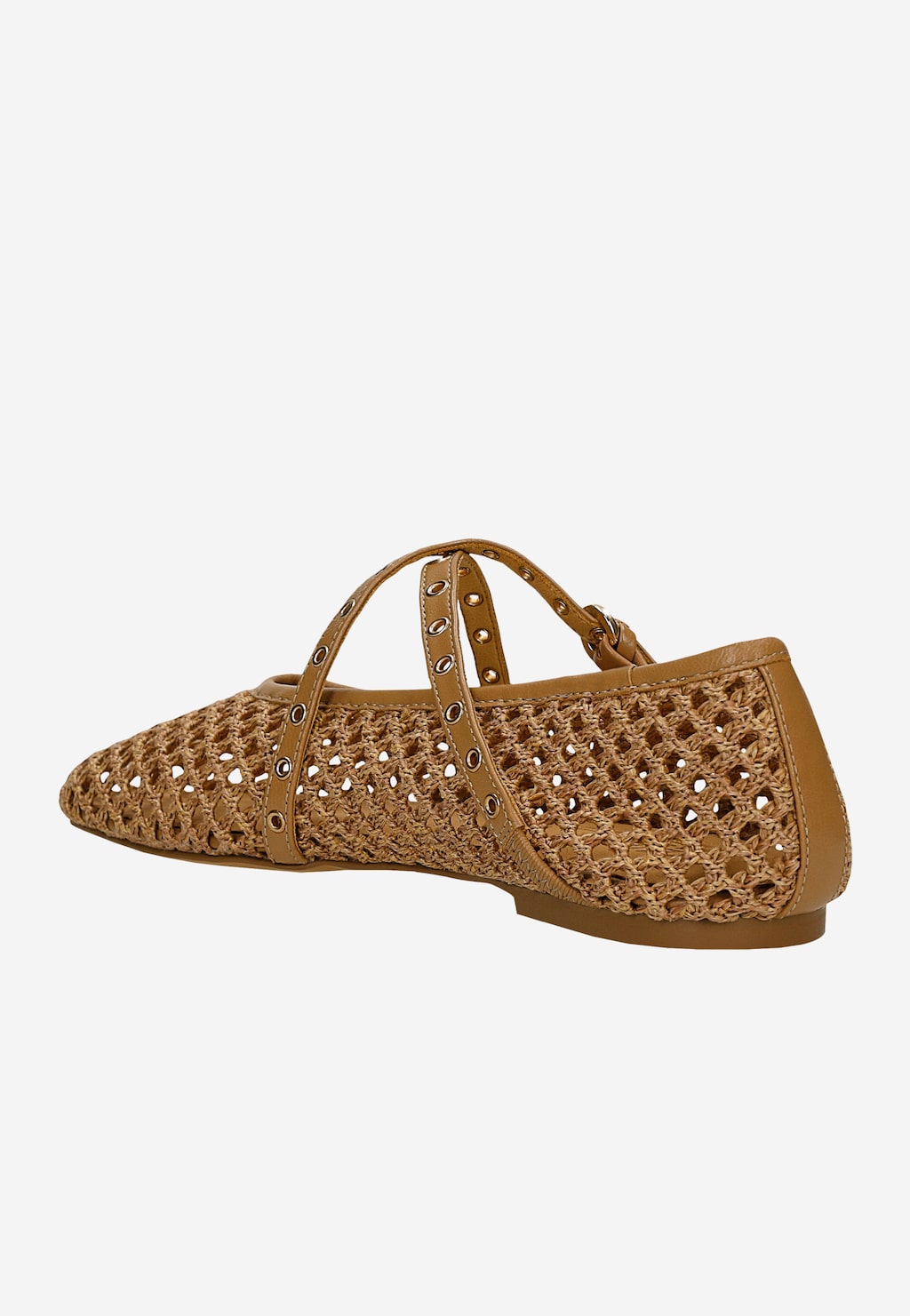 Brązowe plecione baleriny RELAKS z krzyżującymi się paskami R44000-42 Widok 3