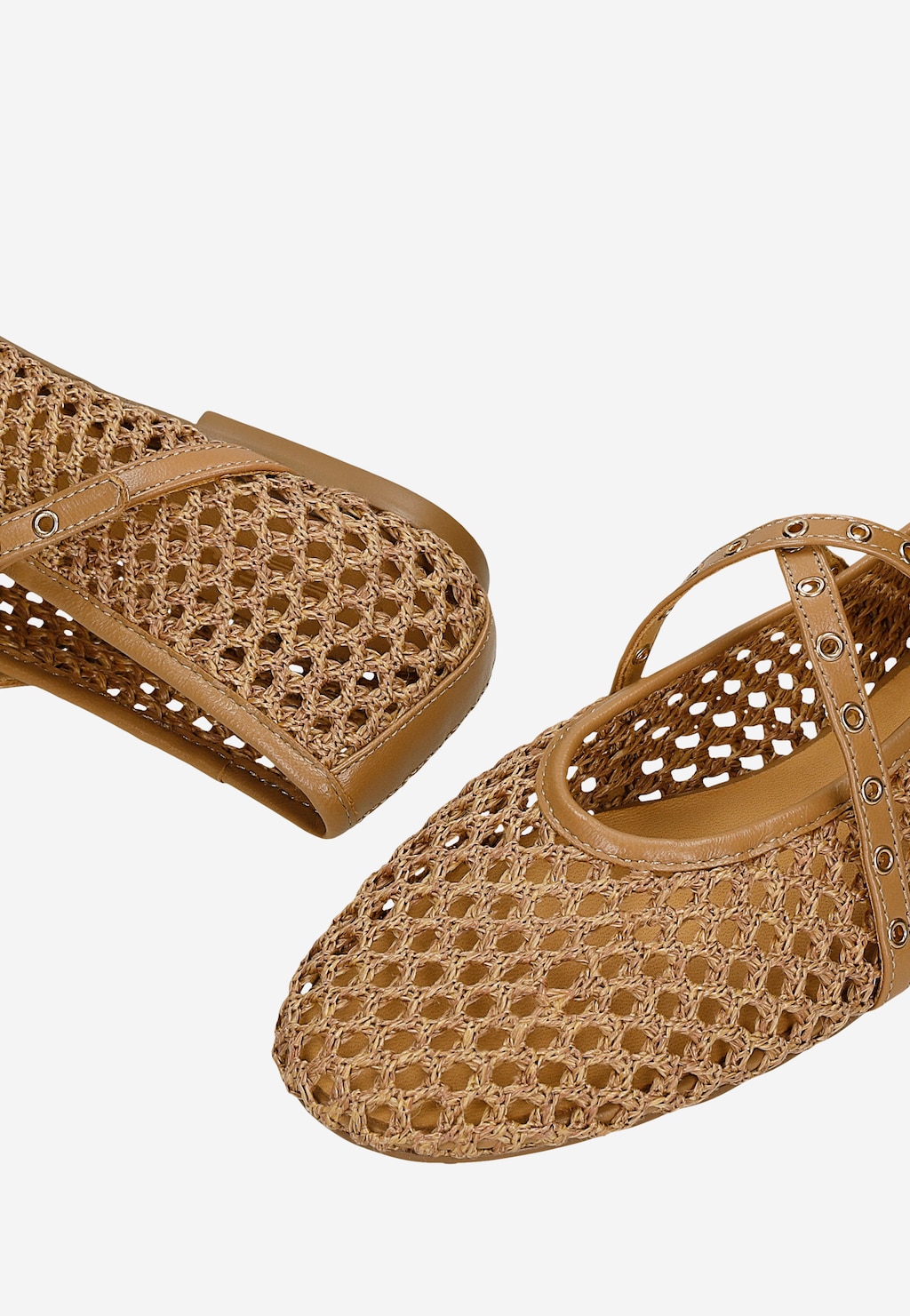 Brązowe plecione baleriny RELAKS z krzyżującymi się paskami R44000-42 Widok 6