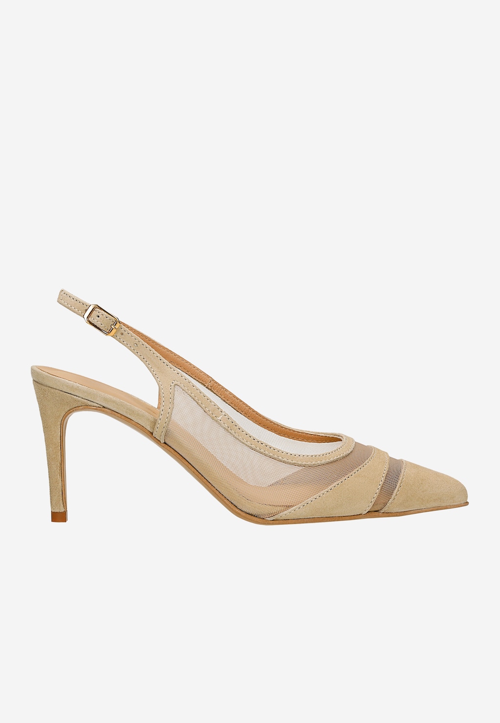 Beżowe czółenka z siateczkowymi wstawkami 35195-83 Widok 1