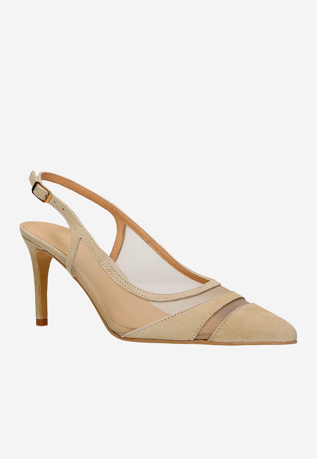 Beżowe czółenka z siateczkowymi wstawkami 35195-83 Widok 2