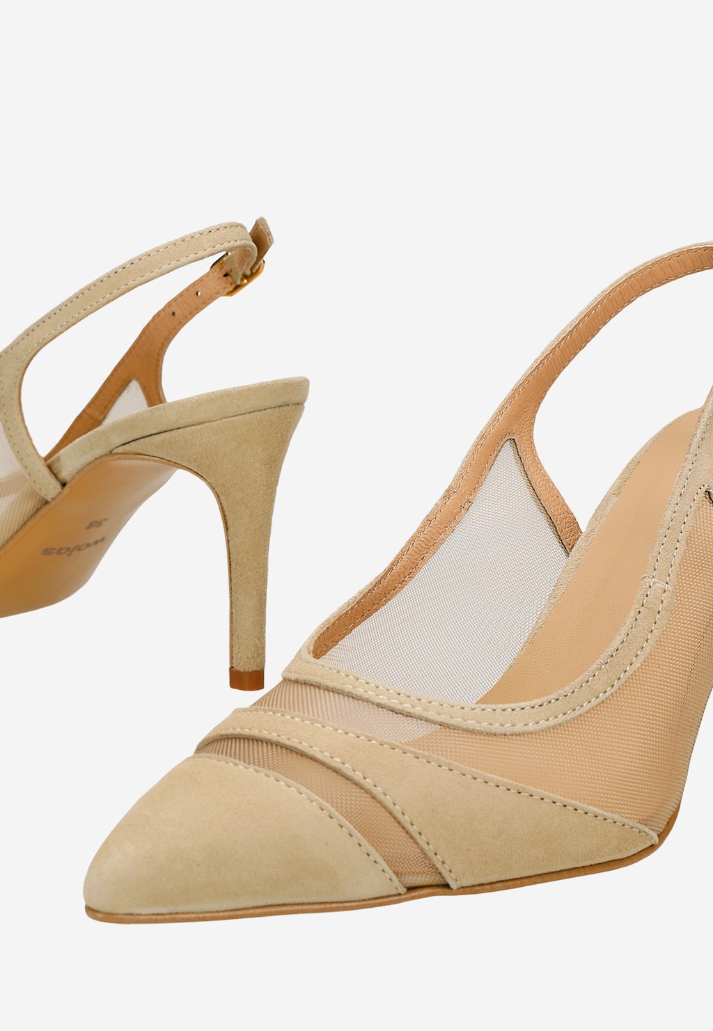 Beżowe czółenka z siateczkowymi wstawkami 35195-83 Widok 6