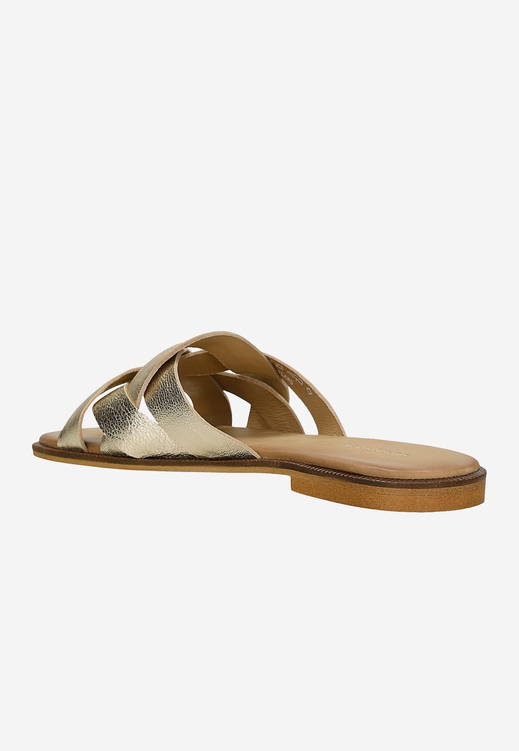 Złote klapki z plecionymi paskami 74176-58 Widok 3