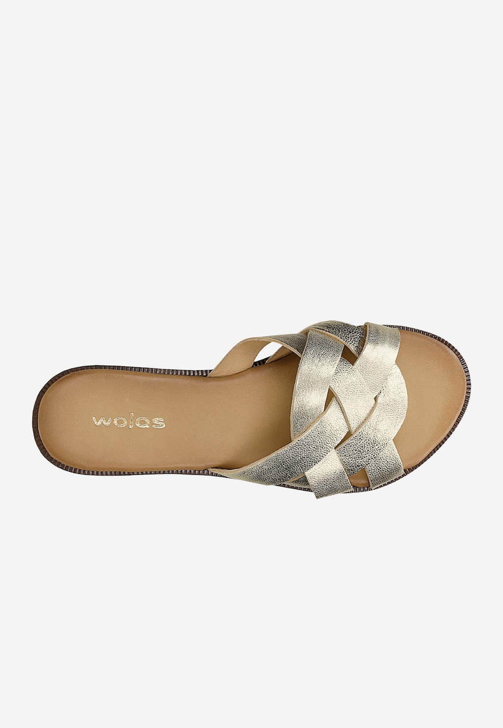 Złote klapki z plecionymi paskami 74176-58 Widok 4