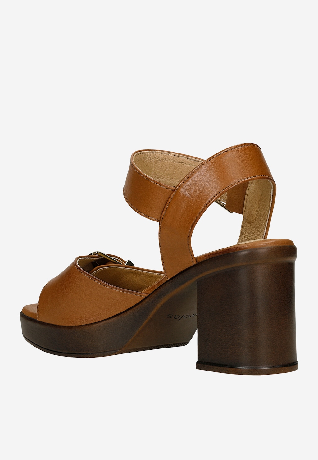 Brązowe sandały na słupku z ozdobną klamrą 76275-53 Widok 3