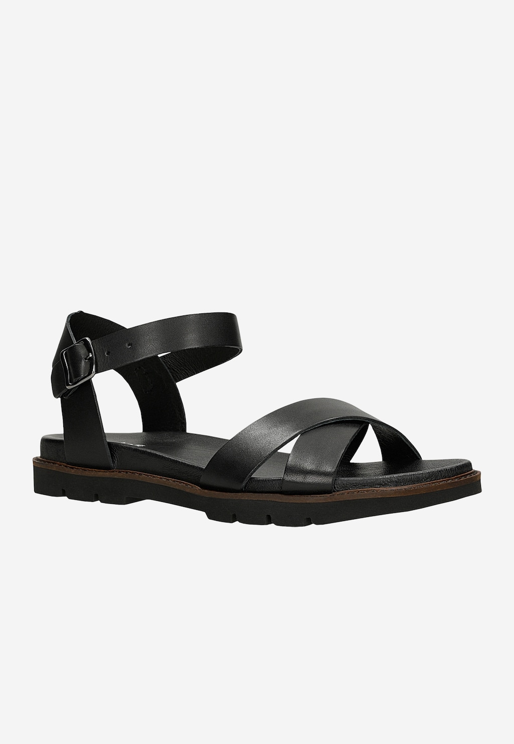 Czarne sandały damskie ze skóry licowej 76277-51 Widok 2