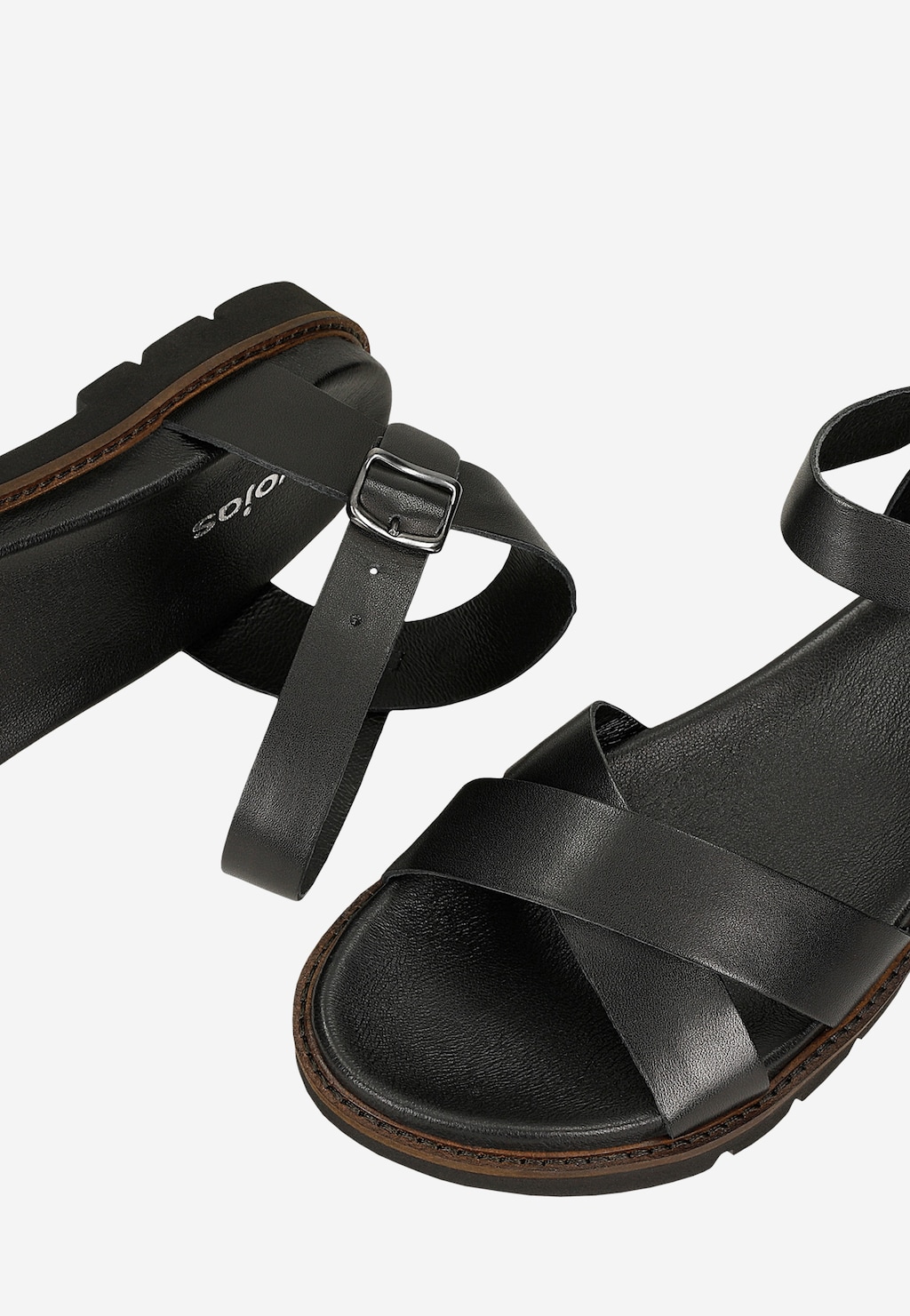 Czarne sandały damskie ze skóry licowej 76277-51 Widok 6