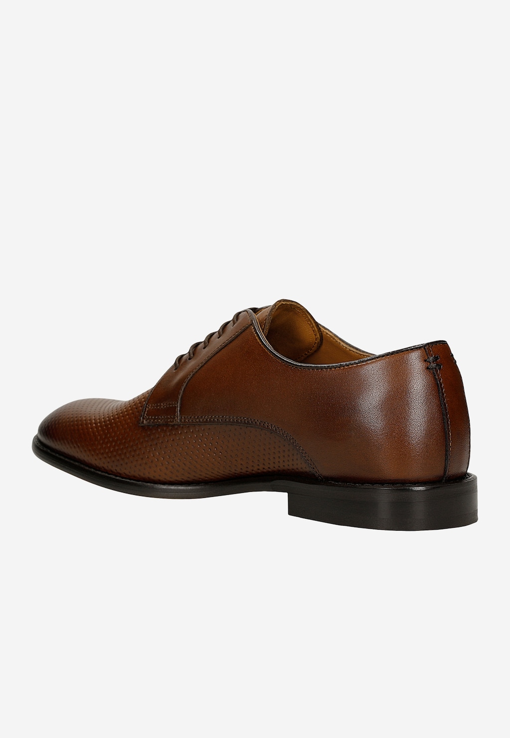 Brązowe wizytowe półbuty męskie z perforowanej skóry 10288-52 Widok 3
