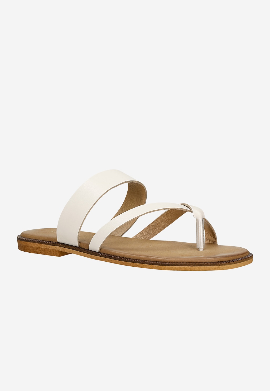 Beżowe skórzane klapki damskie japonki 74167-54 Widok 2