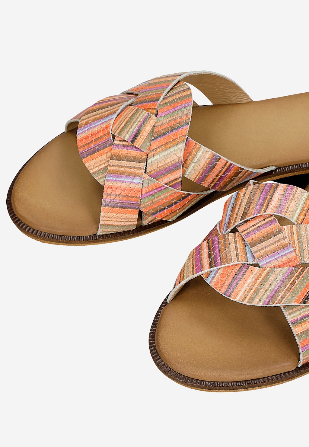 Kolorowe klapki damskie z plecionymi paskami 74176-57 Widok 6