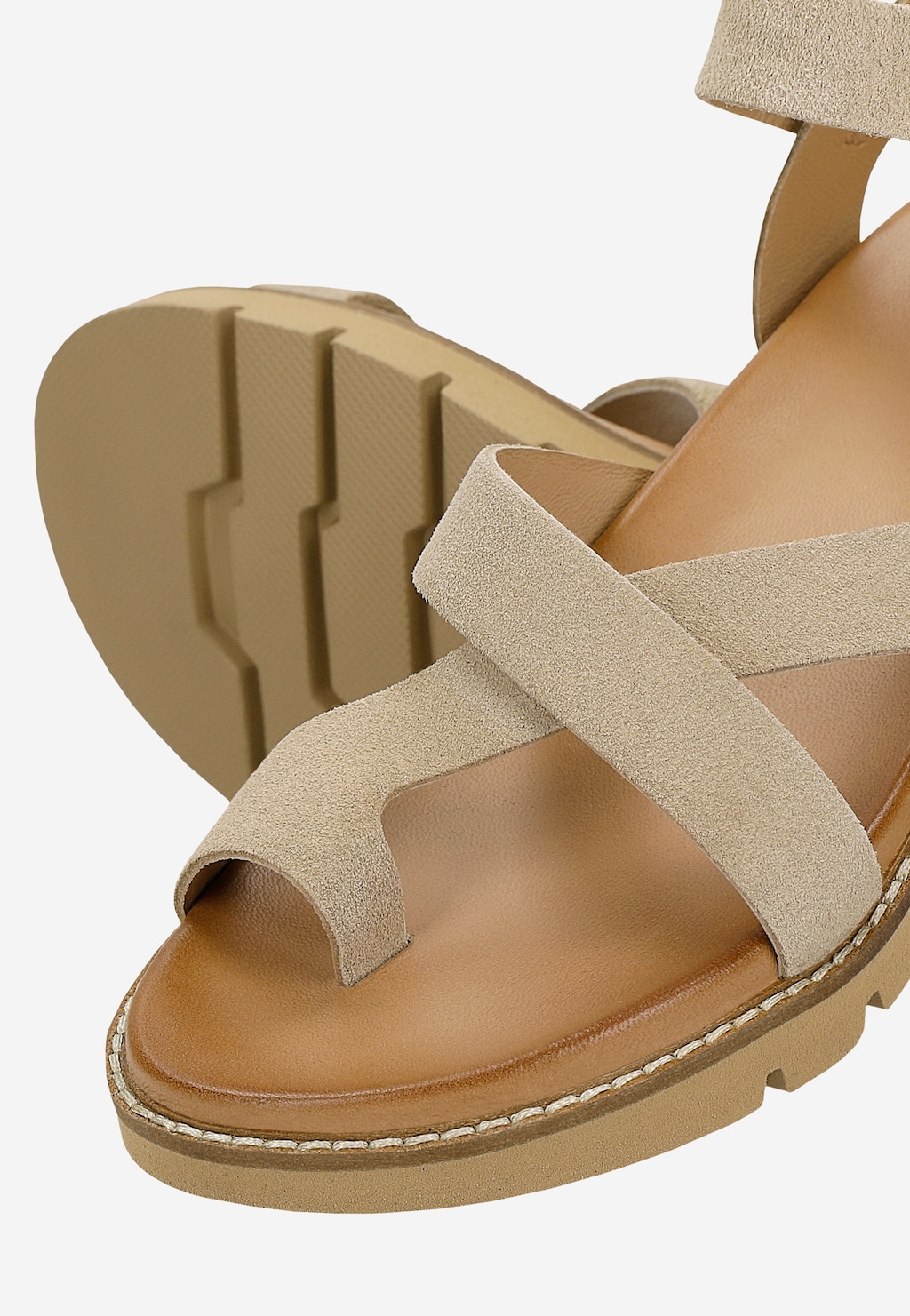 Beżowe sandały damskie z paskiem na palec 76276-64 Widok 6