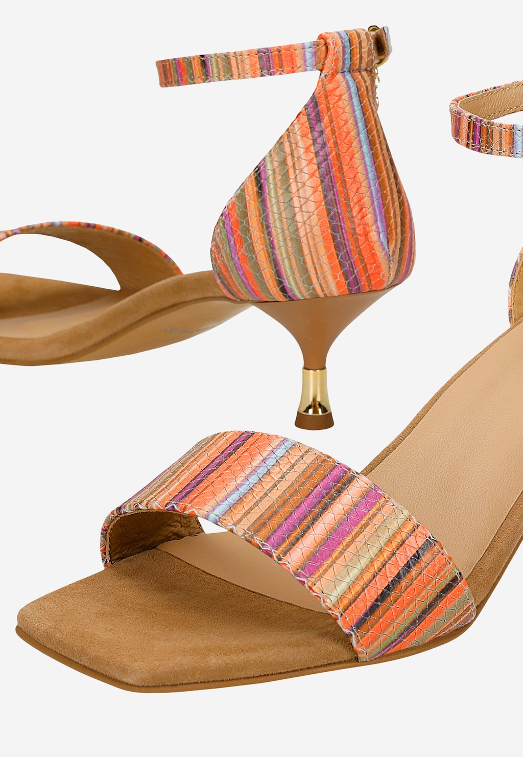 Kolorowe sandały damskie na niskim obcasie 76272-50 Widok 6