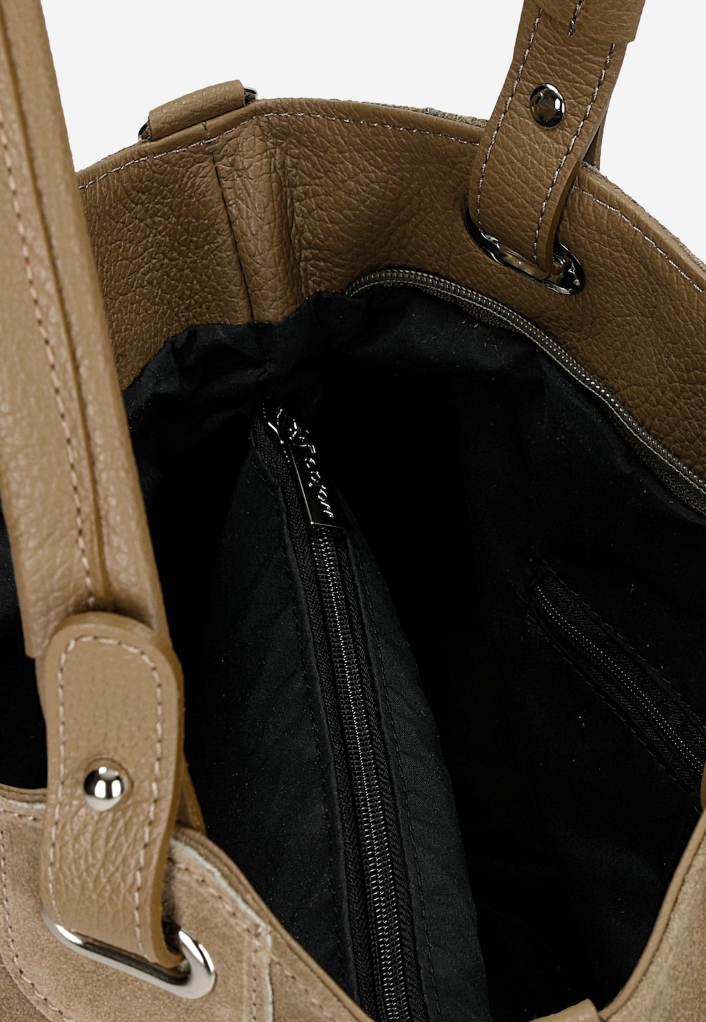 Duża beżowa torebka damska z dwoiny 80439-74 Widok 5