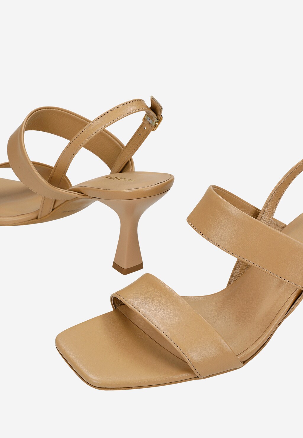 Beżowe skórzane sandały na obcasie 76250-54 Widok 6
