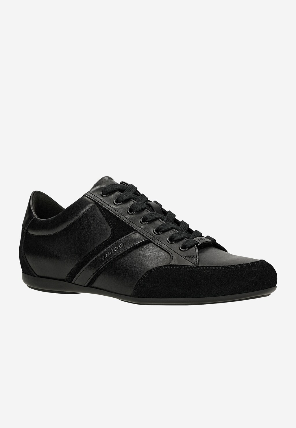 Wojas czarne sneakersy męskie 10325-71 z łączonych skór – gładka skóra i zamsz, sznurowane, widok z boku.