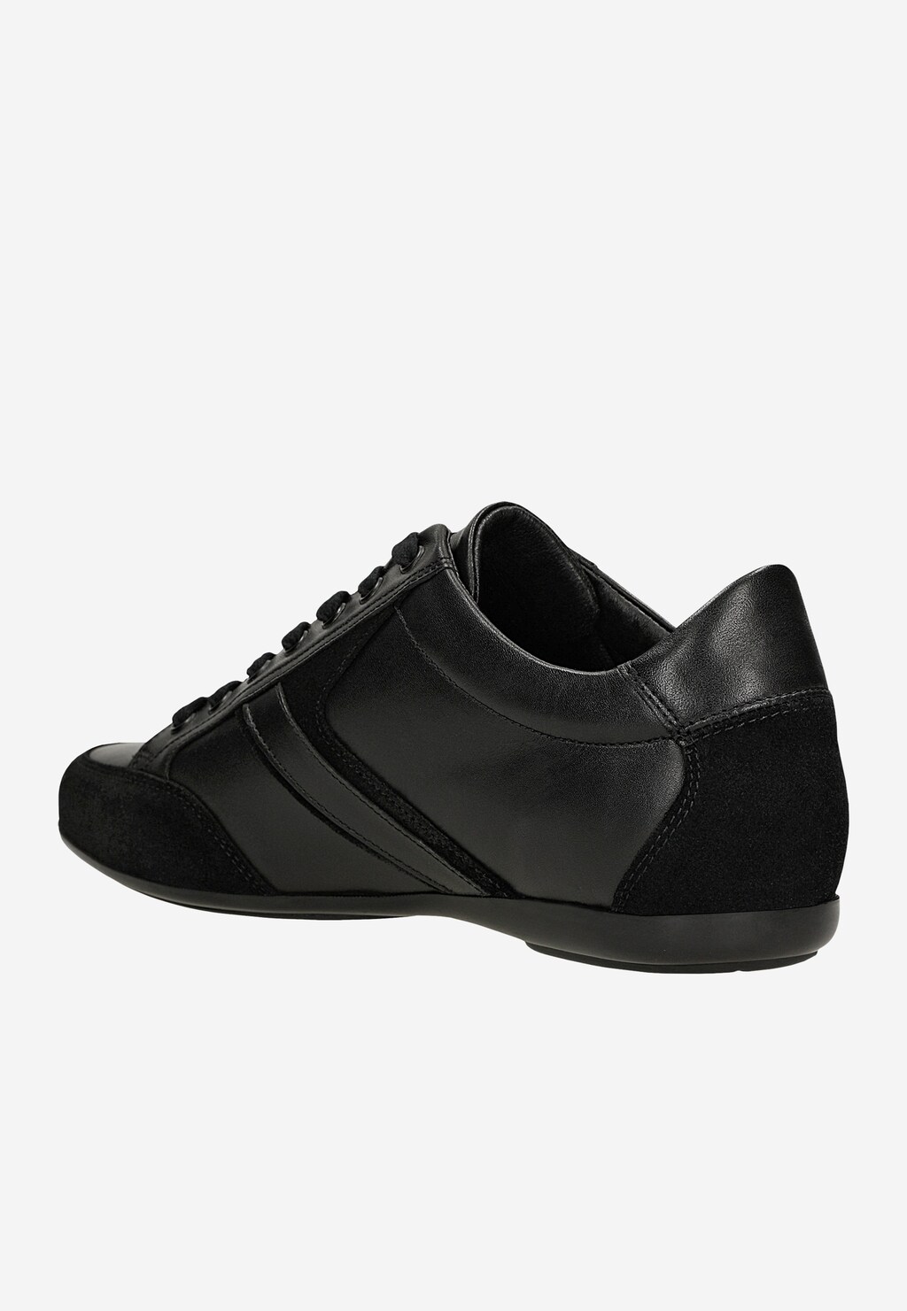 Wojas czarne sneakersy męskie 10325-71 z łączonych skór – widok z tyłu i boku, sznurowane, z zamszowymi i gładkimi wstawkami.