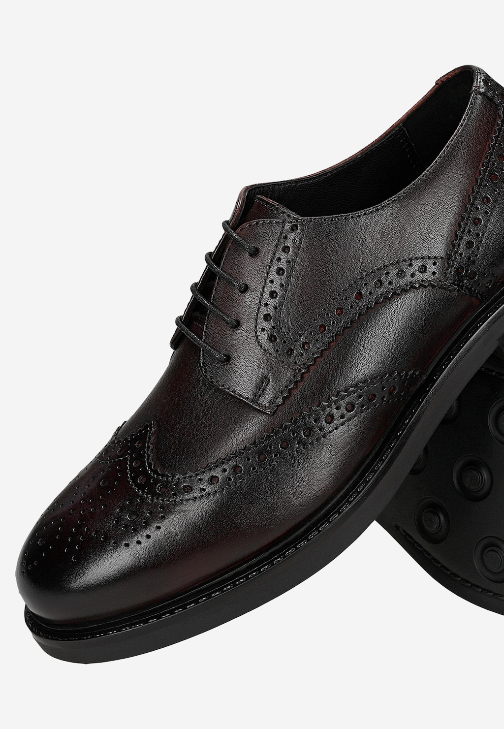Bordové pánske brogues z lícnej kože 10278-55 Widok 7