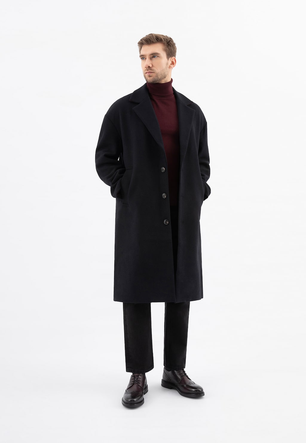 Bordové pánske brogues z lícnej kože 10278-55 Widok 1