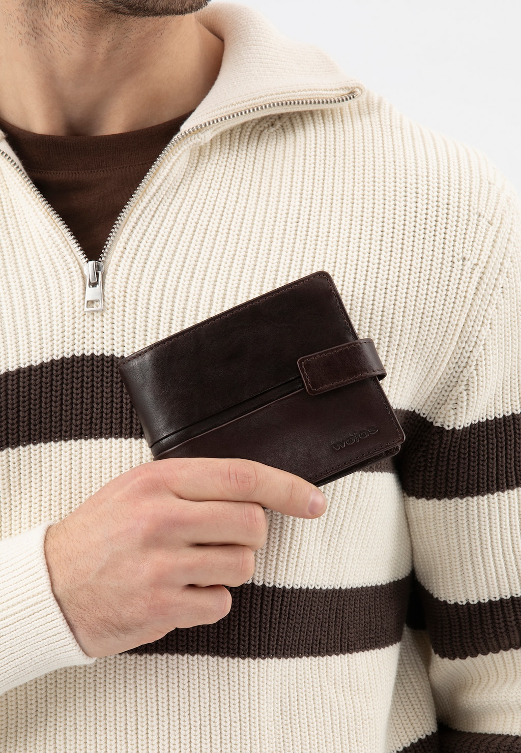 Braune Herren-Lederbrieftasche mit Mittelnaht 91117-52 Ansicht 9