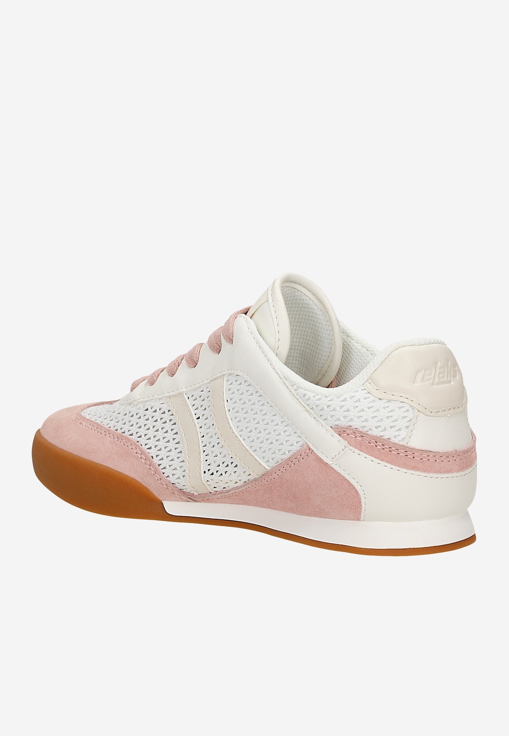 Różowo-beżowe sneakersy damskie RELAKS z przewiewnym panelem mesh R46185-88 Widok 3