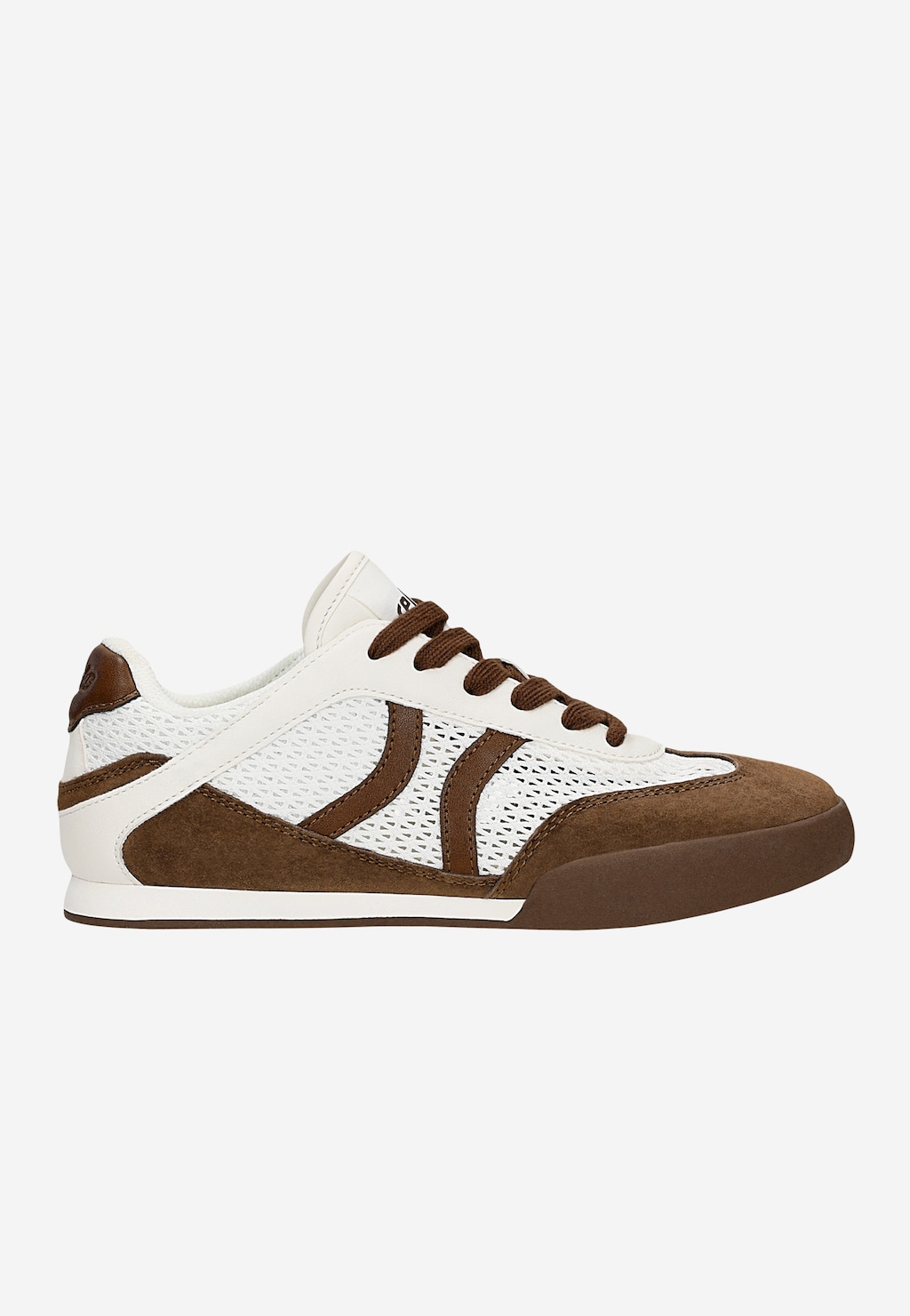 Beżowo-brązowe sneakersy damskie w stylu retro z ażurową cholewką RELAKS R46185-82 Widok 1