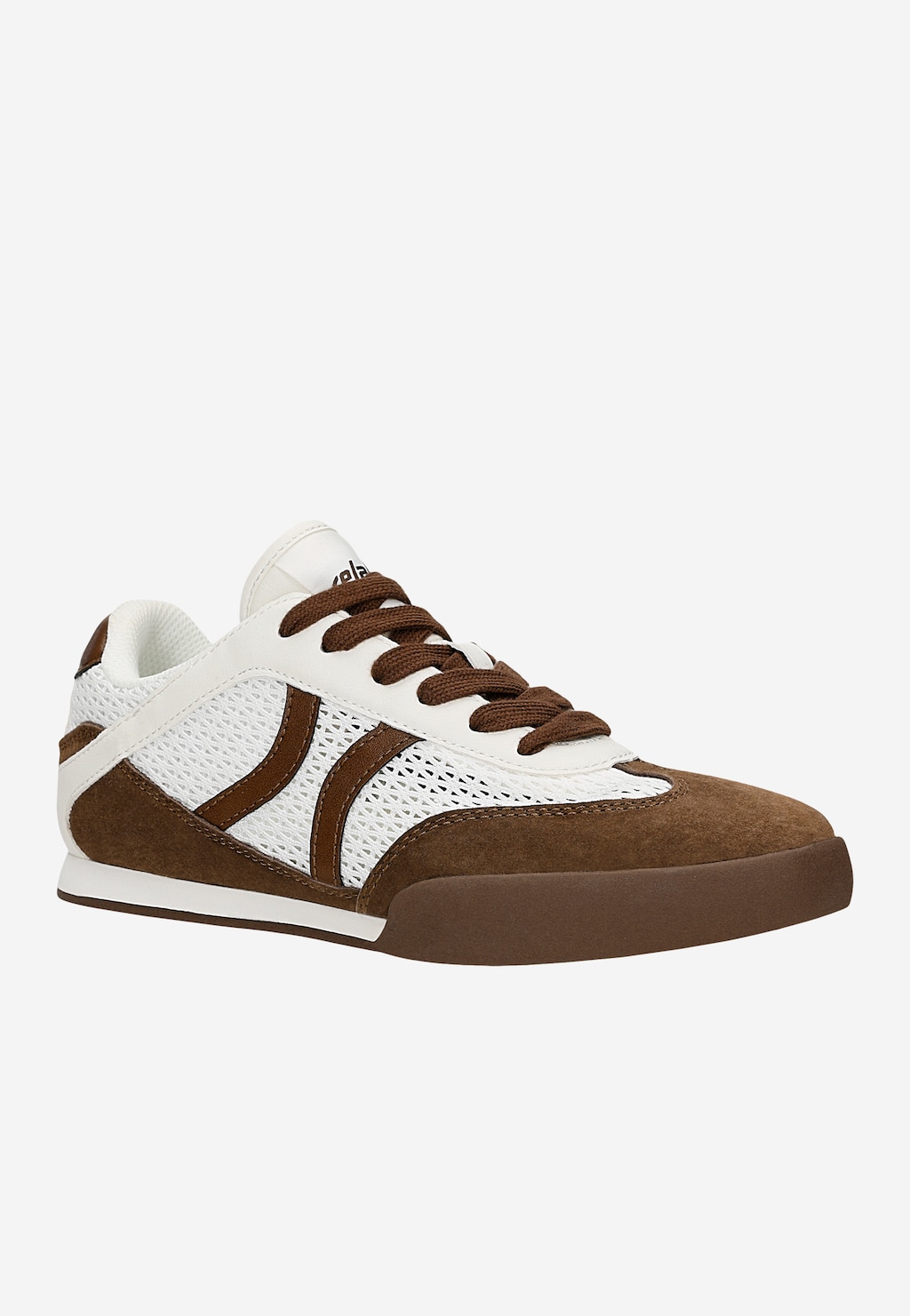 Beżowo-brązowe sneakersy damskie w stylu retro z ażurową cholewką RELAKS R46185-82 Widok 2