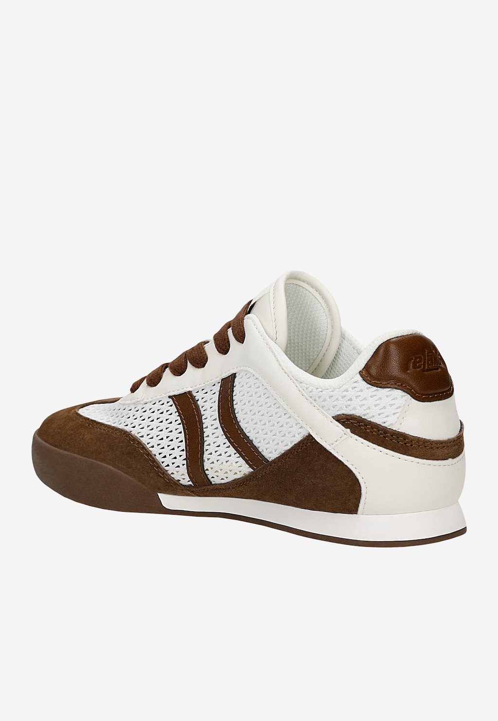 Beżowo-brązowe sneakersy damskie w stylu retro z ażurową cholewką RELAKS R46185-82 Widok 3