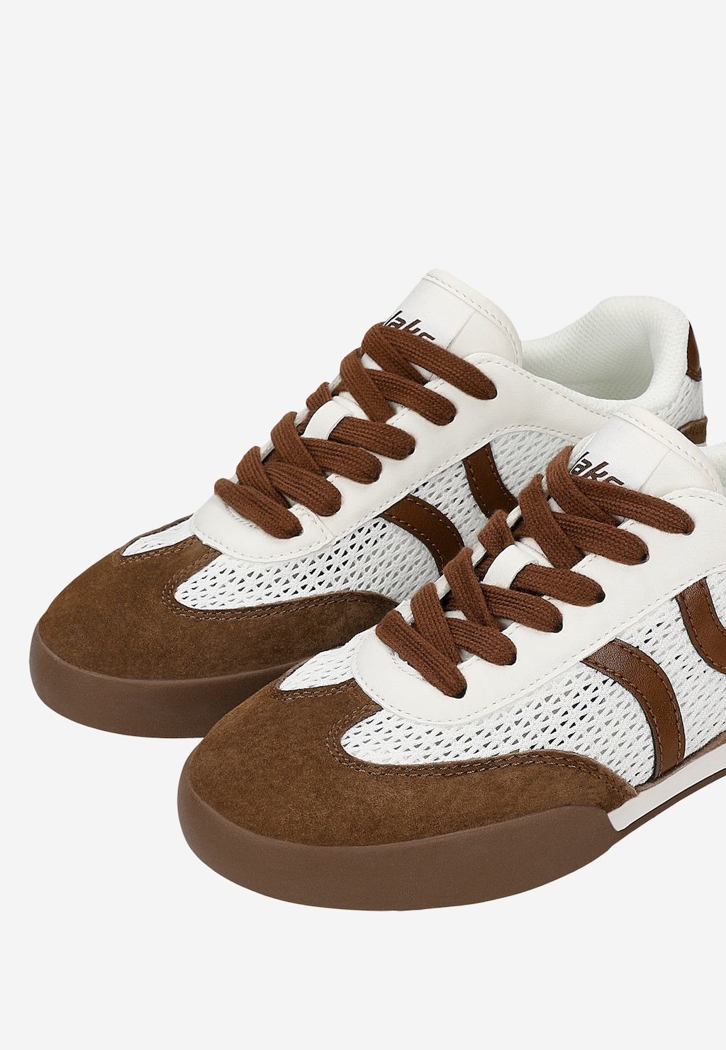 Beżowo-brązowe sneakersy damskie w stylu retro z ażurową cholewką RELAKS R46185-82 Widok 6
