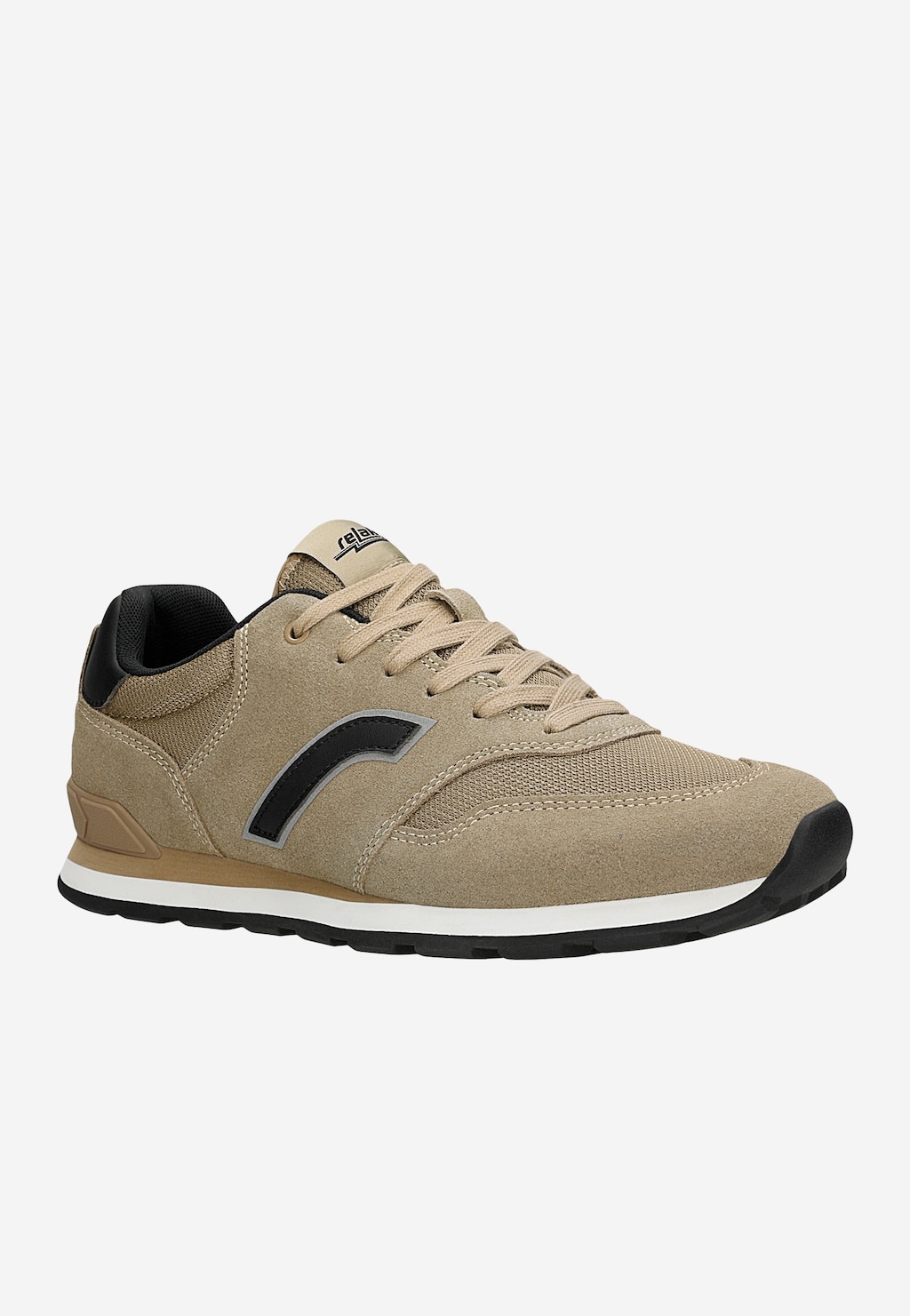 Beżowe sneakersy RELAKS unisex z czarnymi elementami R34202-84 Widok 3