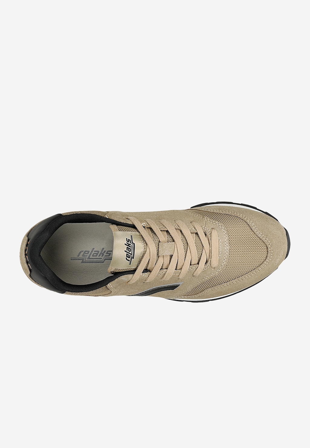 Beżowe sneakersy RELAKS unisex z czarnymi elementami R34202-84 Widok 5