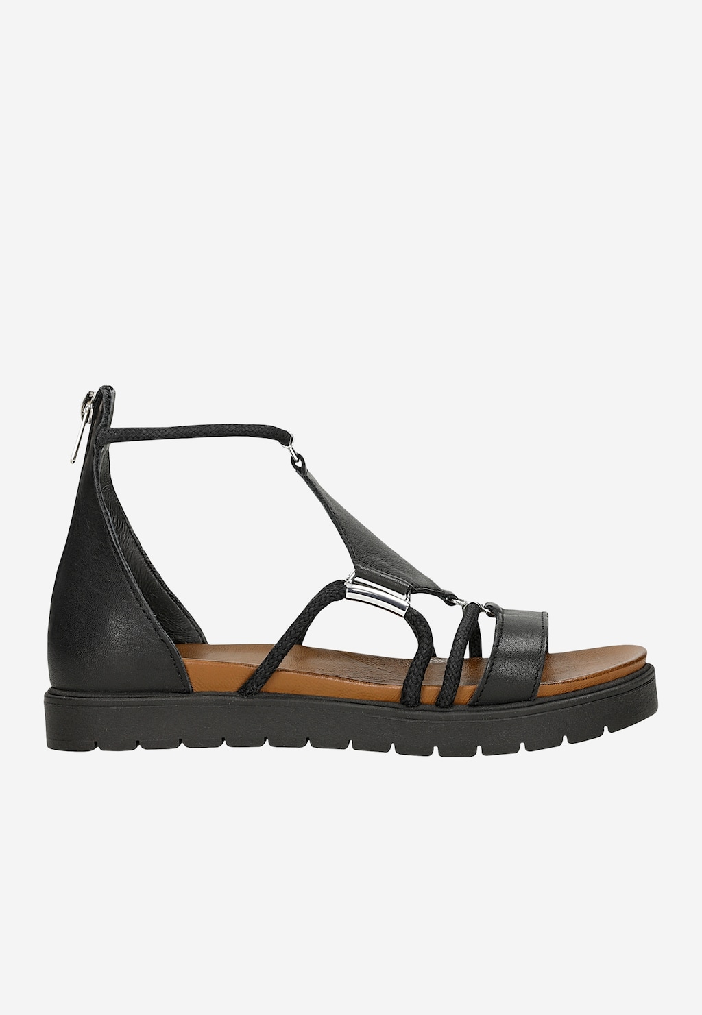 Schwarze flache Damensandalen mit geschlossener Ferse 76012-51 Ansicht 2
