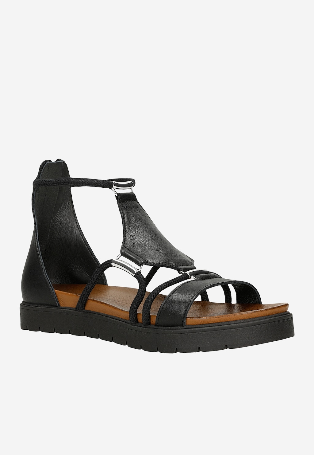 Schwarze flache Damensandalen mit geschlossener Ferse 76012-51 Ansicht 3