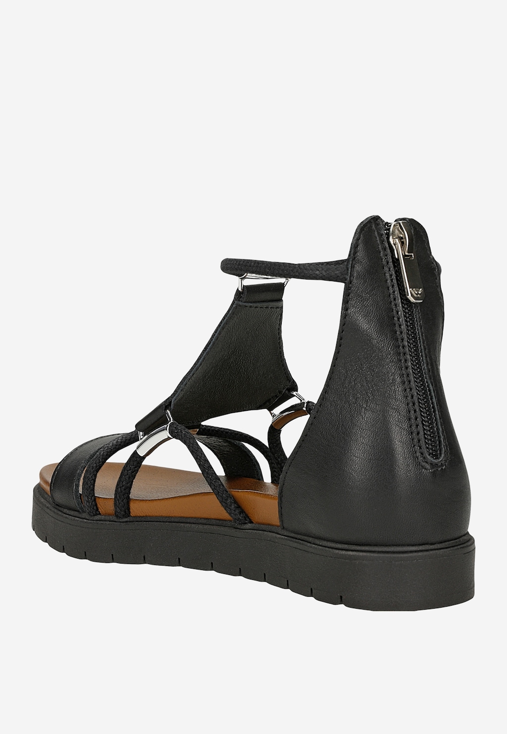 Schwarze flache Damensandalen mit geschlossener Ferse 76012-51 Ansicht 4