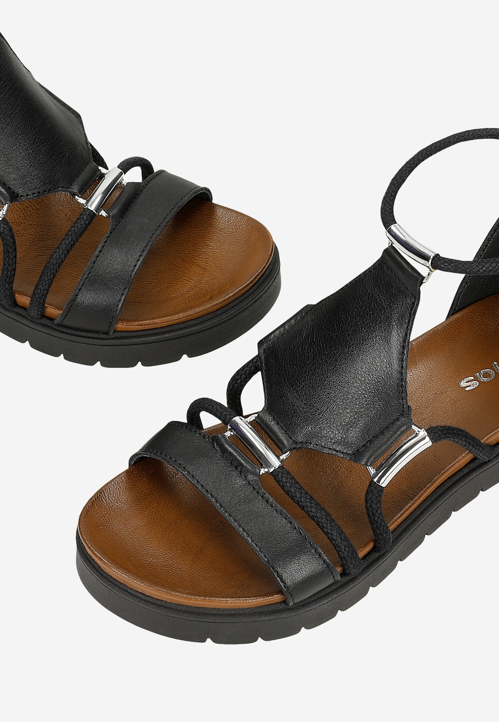 Schwarze flache Damensandalen mit geschlossener Ferse 76012-51 Ansicht 7
