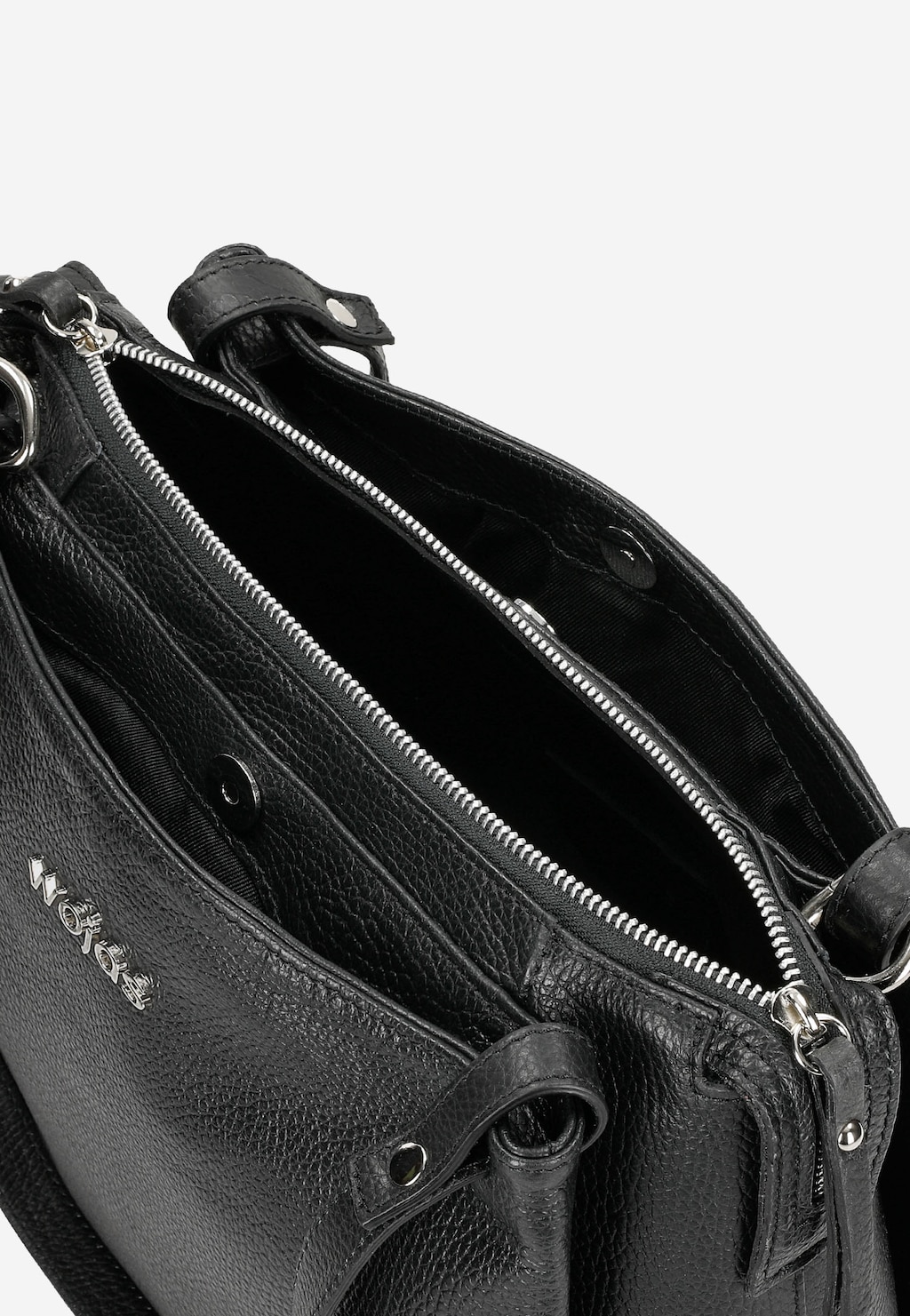 Große schwarze Damenhandtasche aus Glattleder 80259-51 Ansicht 6