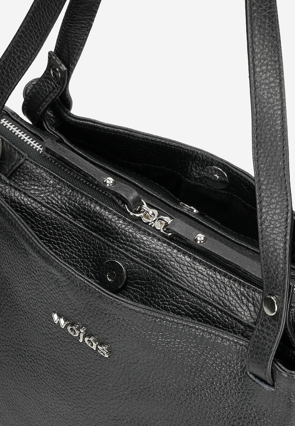 Große schwarze Damenhandtasche aus Glattleder 80259-51 Ansicht 7