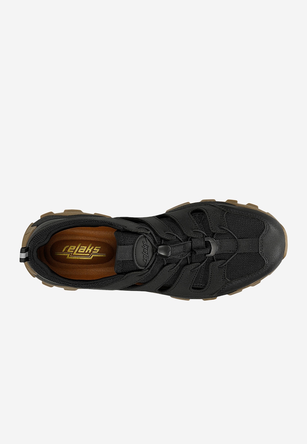 Čierne sneakersy s výrezmi na hnedej podrážke RELAKS R34210-11 Widok 5