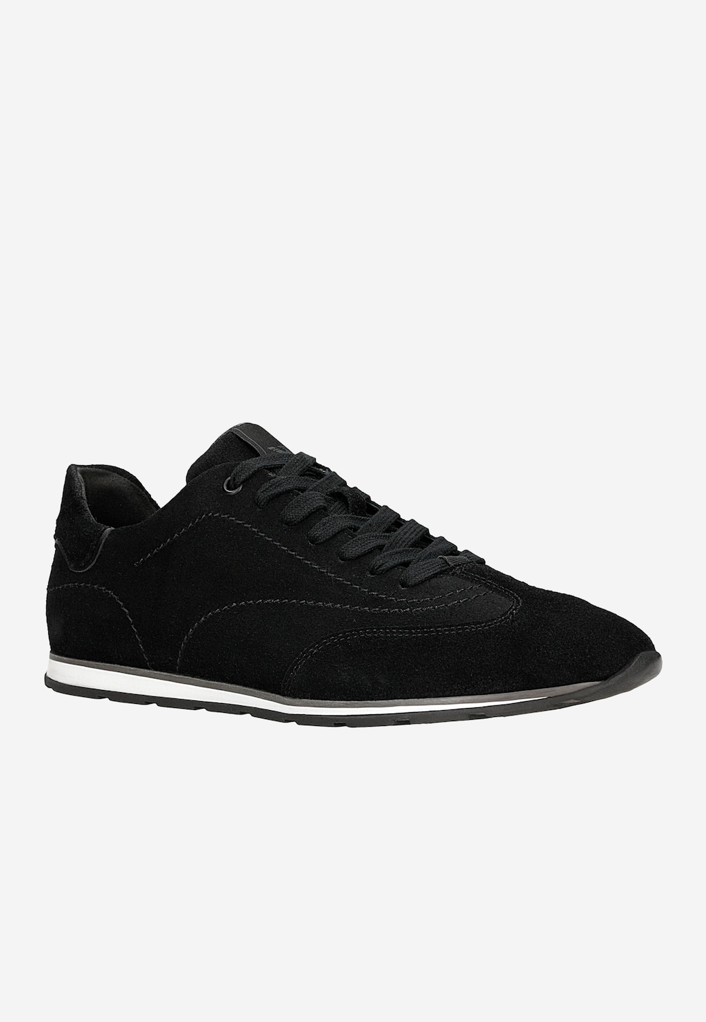 Wojas czarne sneakersy męskie z dwoiny welurowej model 10300-61, widok z boku, sznurowane, jasna podeszwa