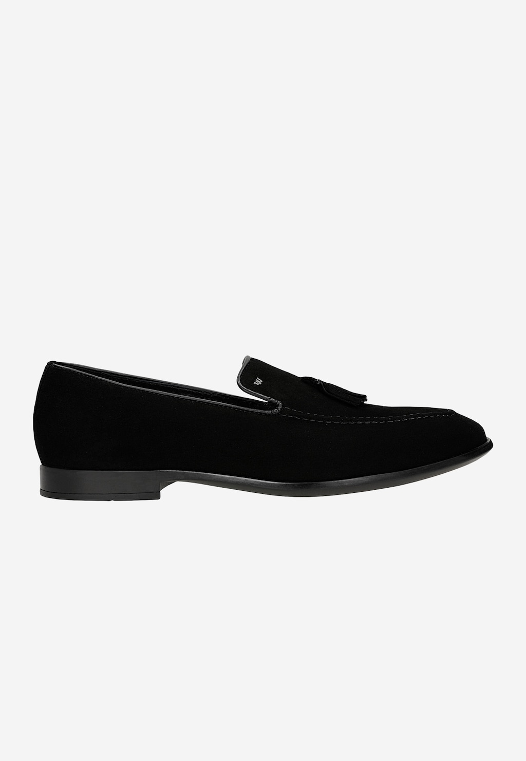 Czarne męskie loafersy Wojas z dwoiny z frędzelkiem, widok z boku, model 10327-61