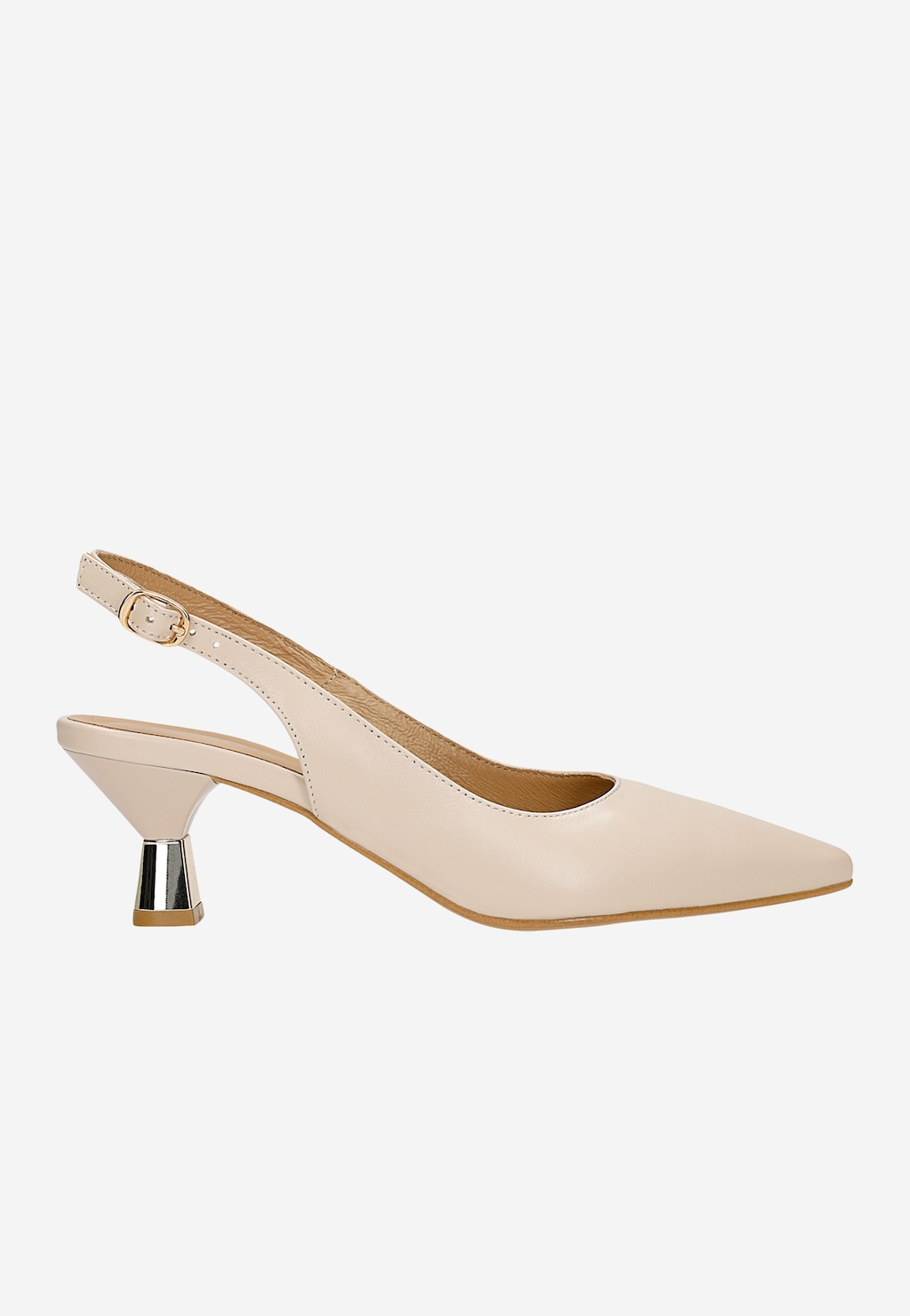 Béžové kožené lodičky slingback na nízkém podpatku 35190-54 Widok 1