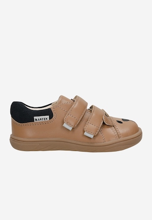 Béžové barefoot botky pro děti s medvídkem na špičce BARTEK 86006-54