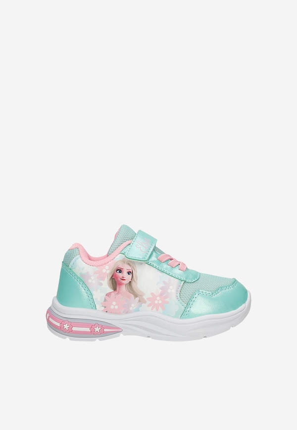 Miętowe sneakersy dziewczęce z Elsą FROZEN ze świecącą podeszwą BARTEK 87028-17