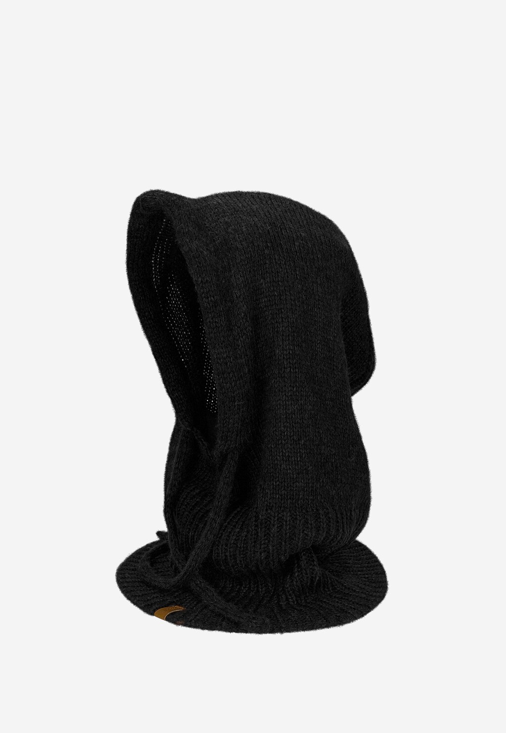 Czarny kaptur balaklawa z wełny merino i bawełny R96036-81 Widok 4