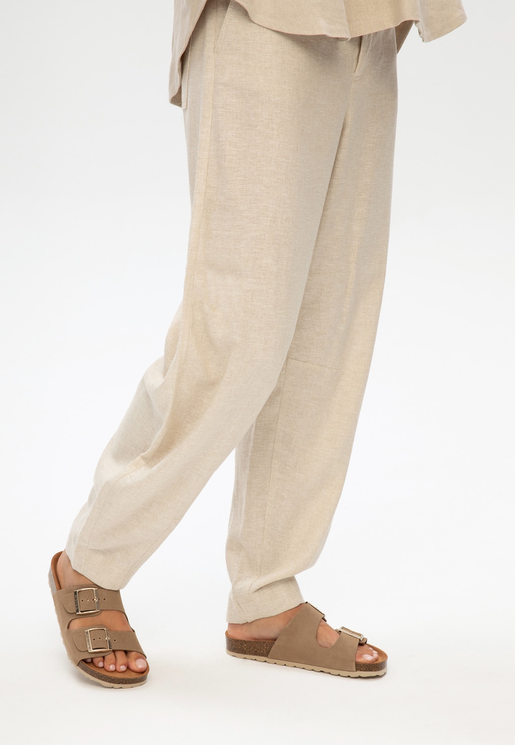 Beige Pantoletten aus der Comfort-Linie mit Korksohle 74077-64 Widok 8