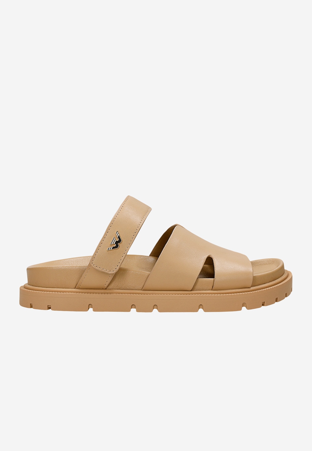 Beige Damen-Lederpantoletten mit dicker Sohle 74135-54 Widok 2