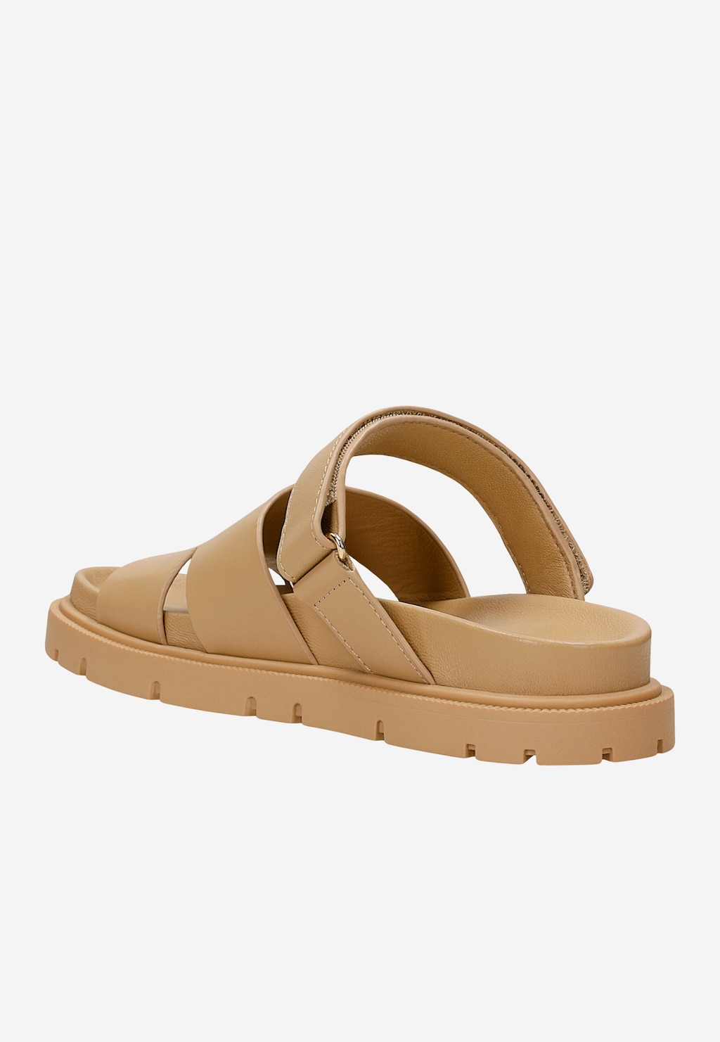 Beige Damen-Lederpantoletten mit dicker Sohle 74135-54 Widok 4