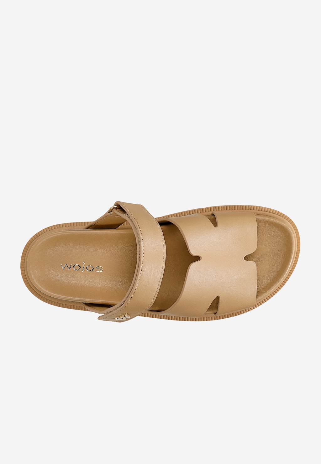 Beige Damen-Lederpantoletten mit dicker Sohle 74135-54 Widok 5