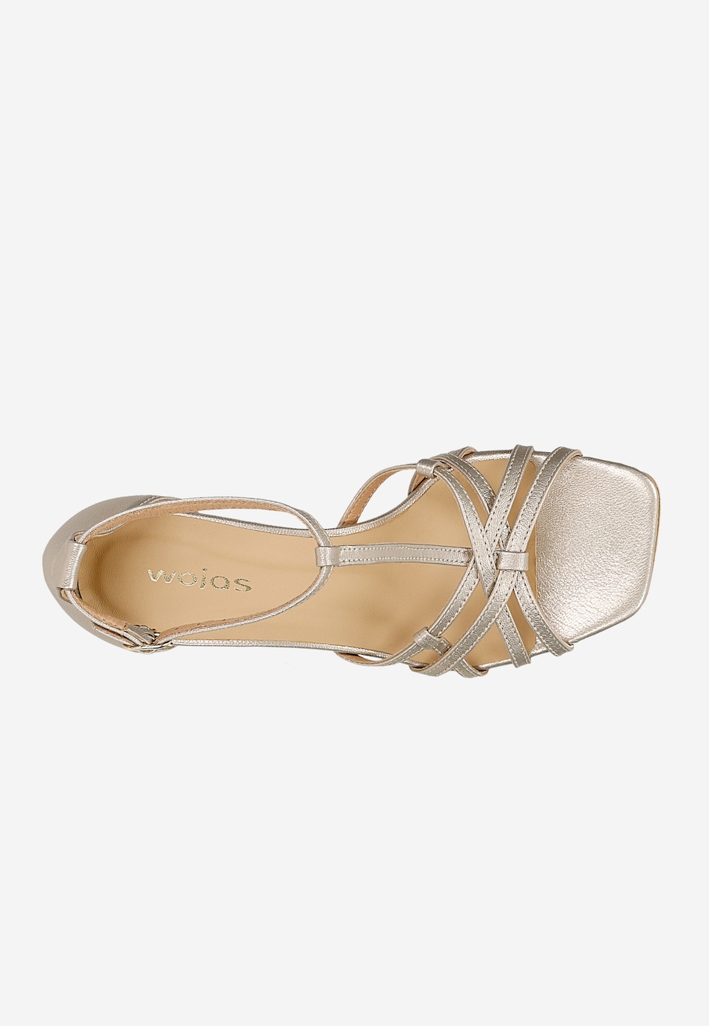 Goldene Sandalen mit niedrigem Absatz und geflochtenen Riemen 76189-58 Widok 5