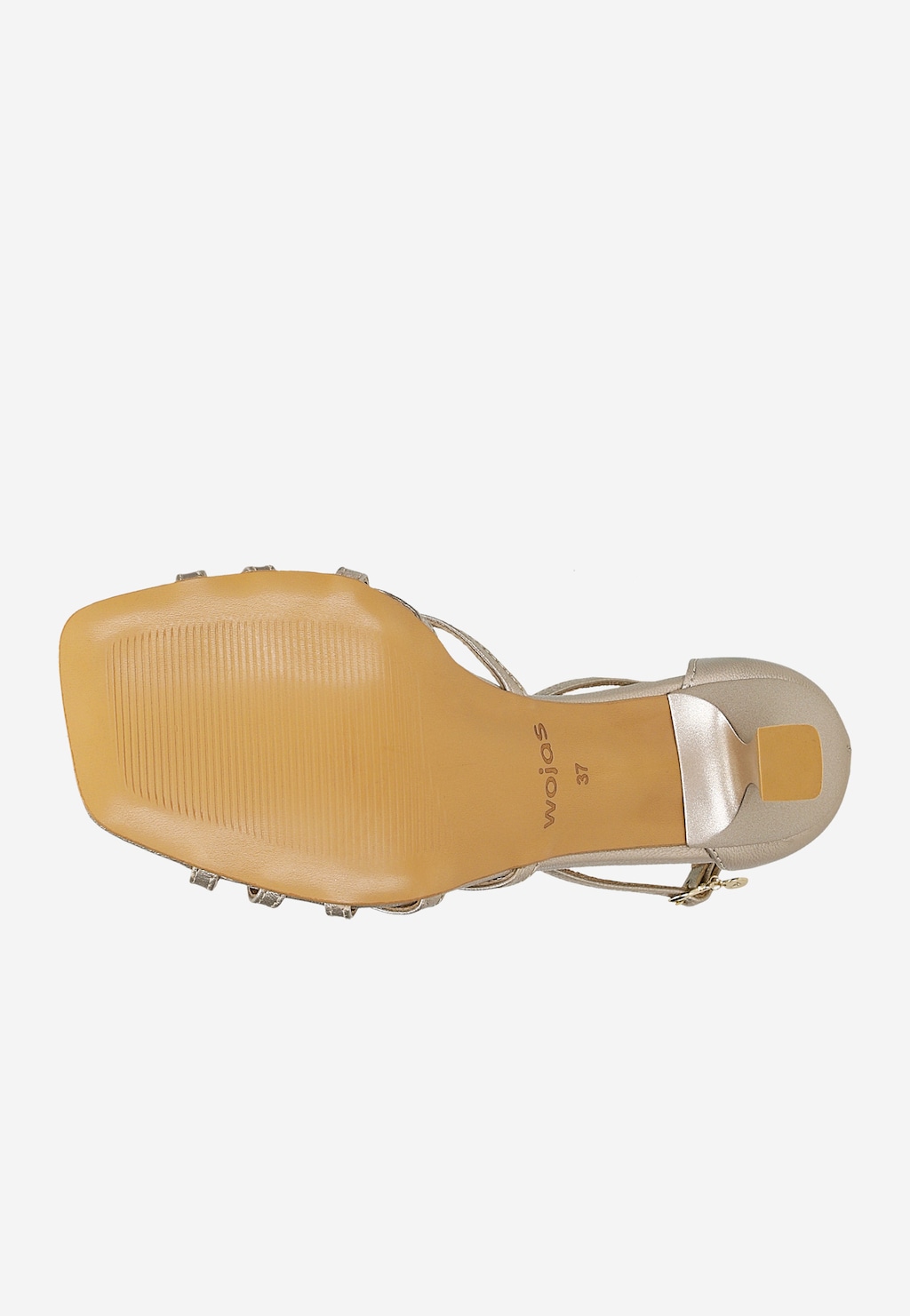 Goldene Sandalen mit niedrigem Absatz und geflochtenen Riemen 76189-58 Widok 6